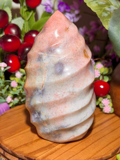 Pink "cotton candy" sea jasper flame