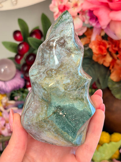 "Starry Night" pastel sea jasper flame