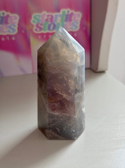 Blue rose quartz tower