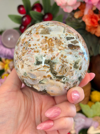Large multi colored cosmic sea jasper sphere