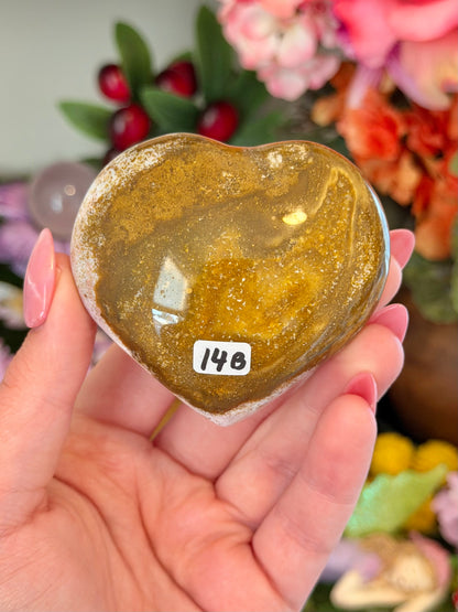 Pink and green sea jasper heart