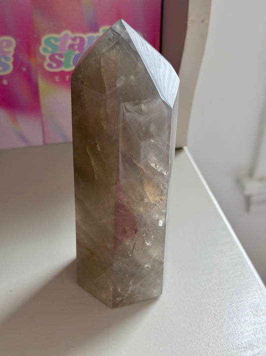 Blue rose quartz tower