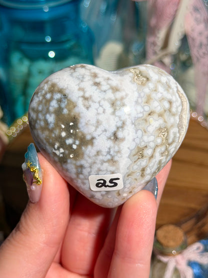 Pastel periwinkle orby sea jasper heart