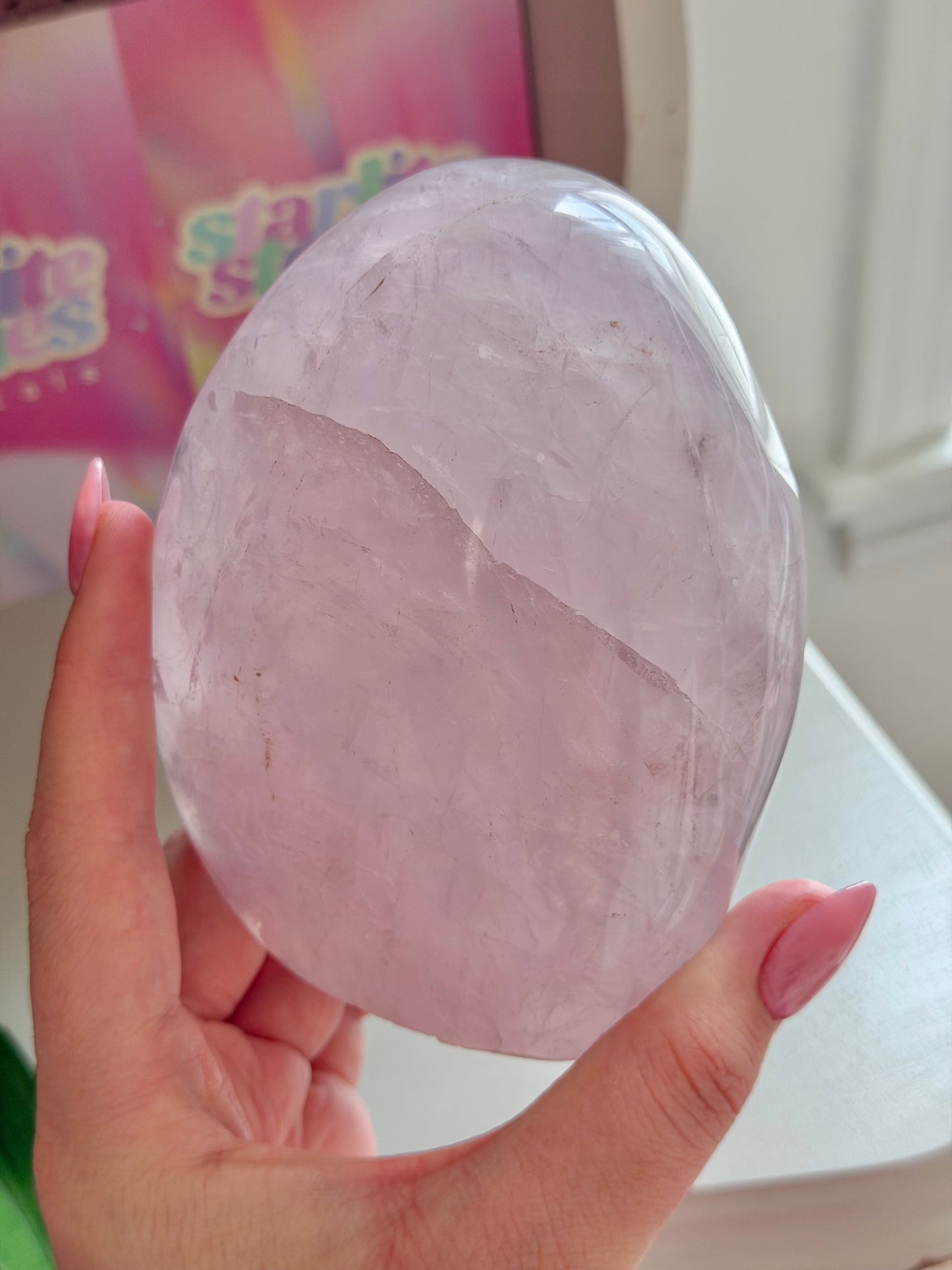 Pale purple rose quartz freeform