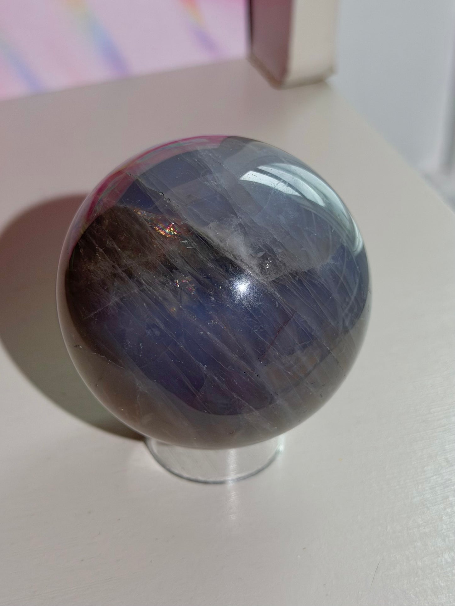 Moody dark blue rose quartz sphere