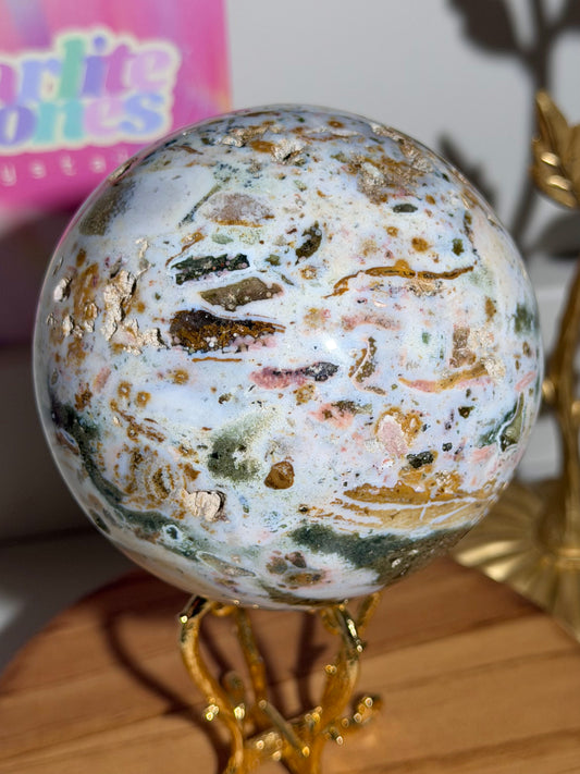 Large multi colored cosmic sea jasper sphere