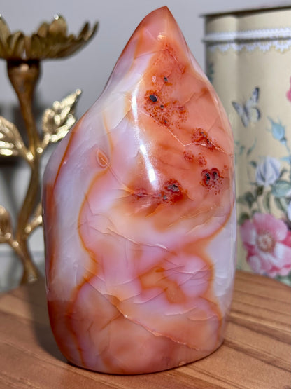 Glowy peachy pink carnelian flame