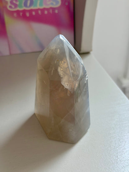 Blue rose quartz tower