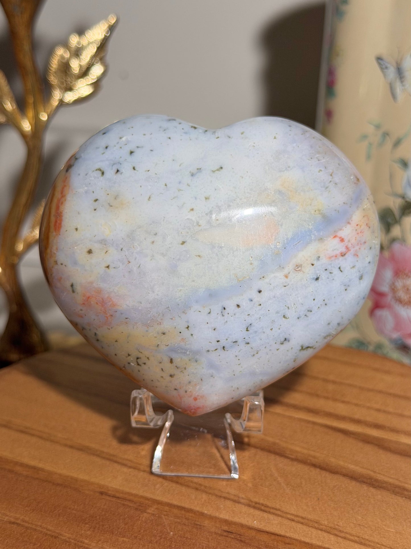 Puffy pastel rainbow sea jasper heart