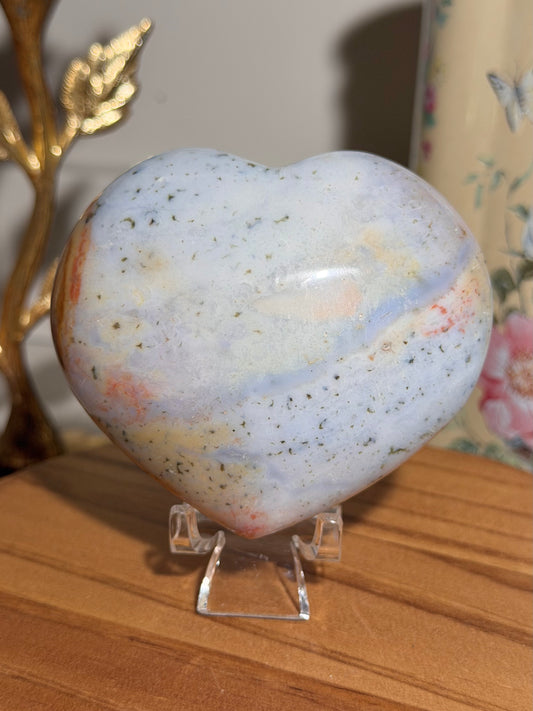 Puffy pastel rainbow sea jasper heart