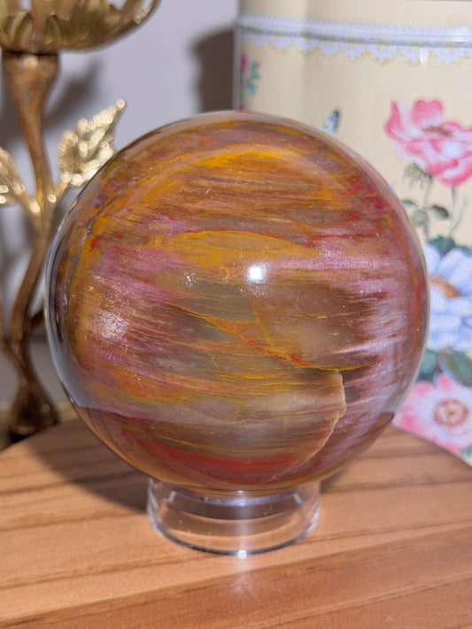 Statement colorful petrified wood sphere