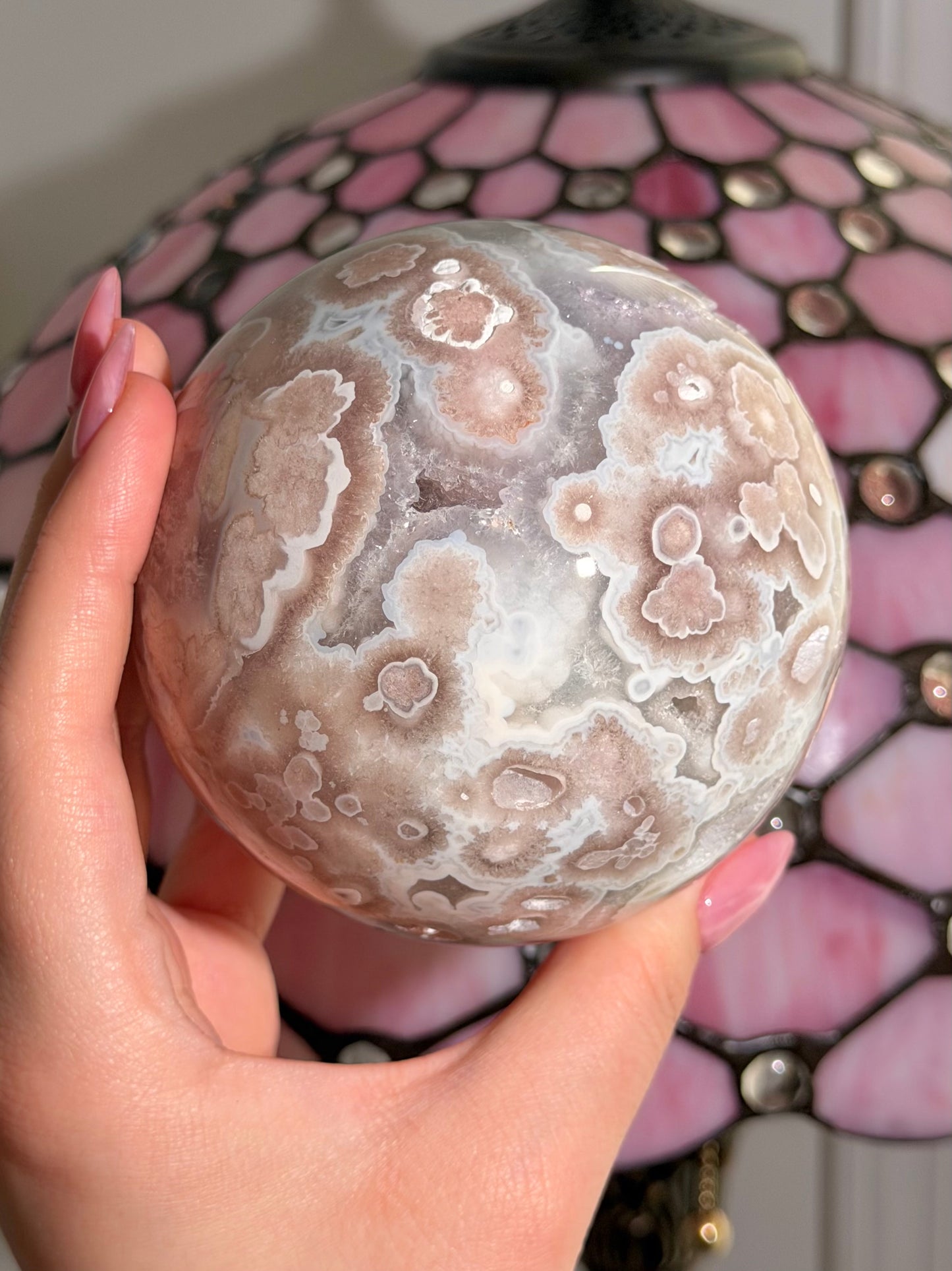 Statement Pink amethyst x flower agate sphere