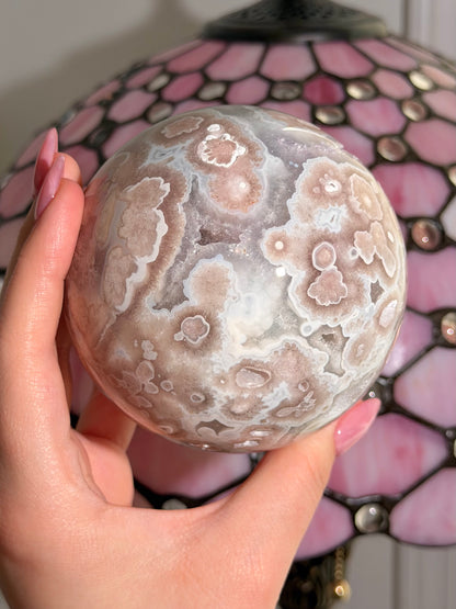 Statement Pink amethyst x flower agate sphere