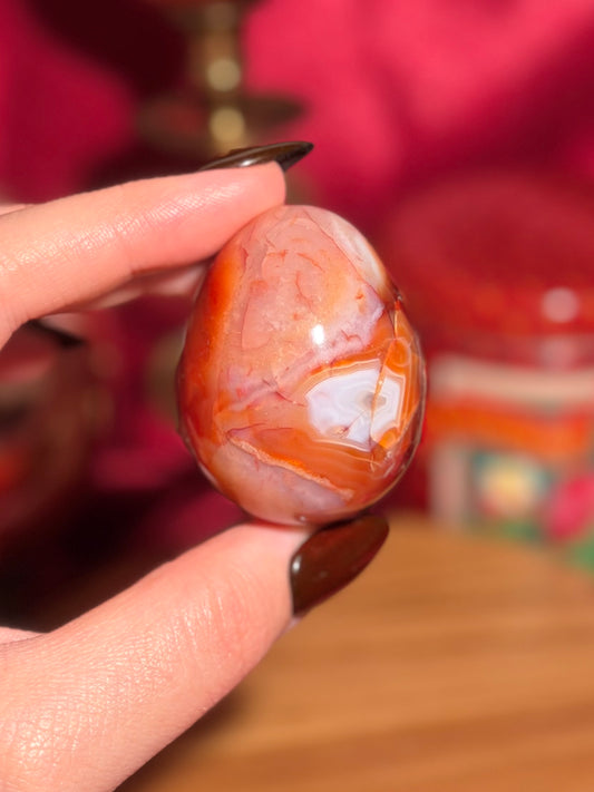 Funky pink n' peachy carnelian egg