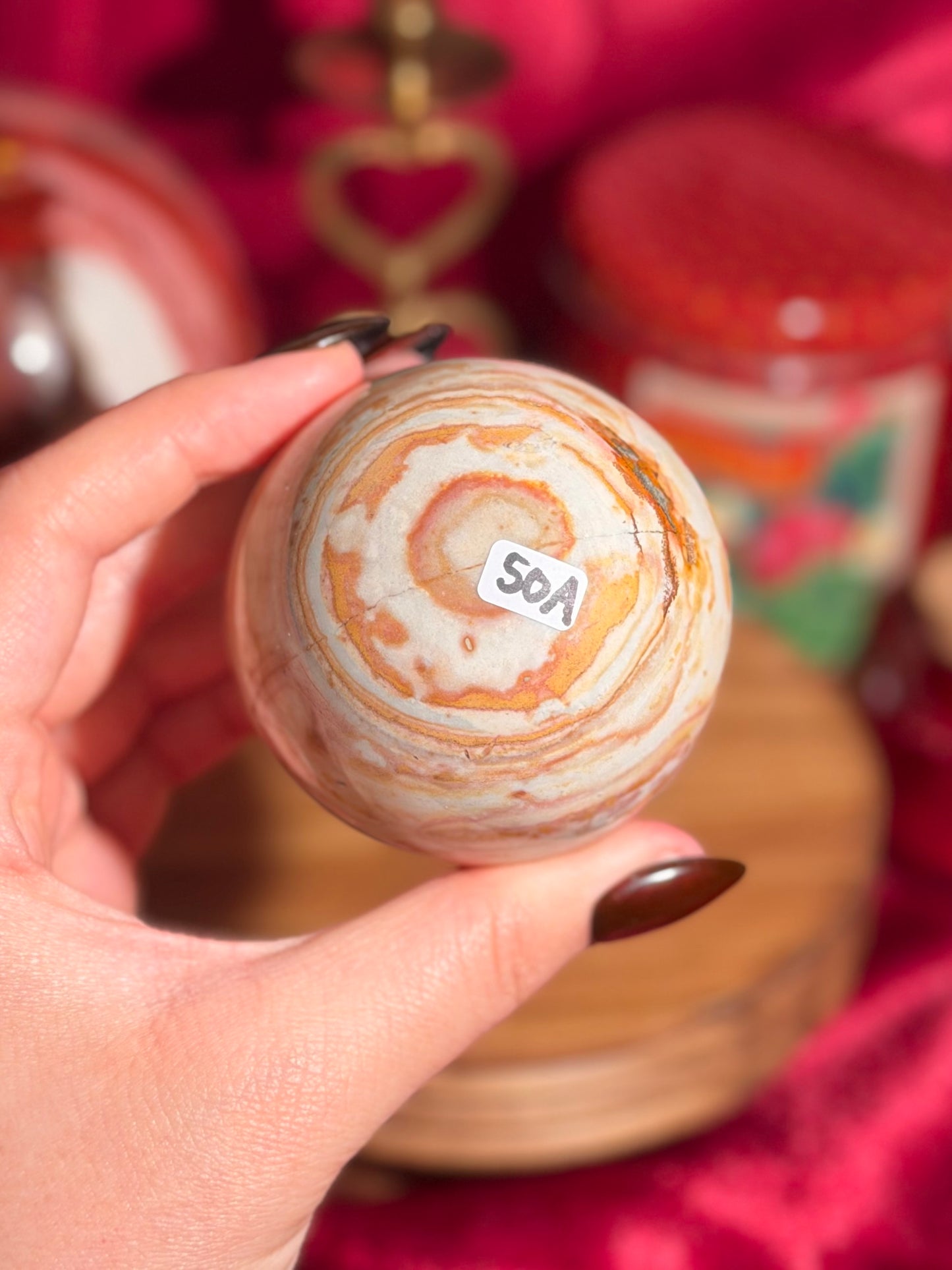 Strawberry banana zebra jasper sphere 50A