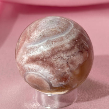 Pink amethyst flower agate sphere (K)