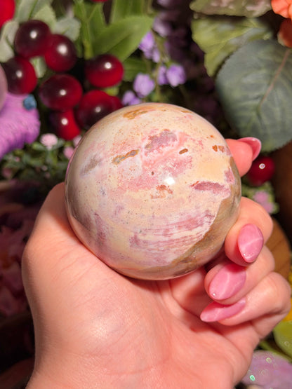Pink sea jasper sphere