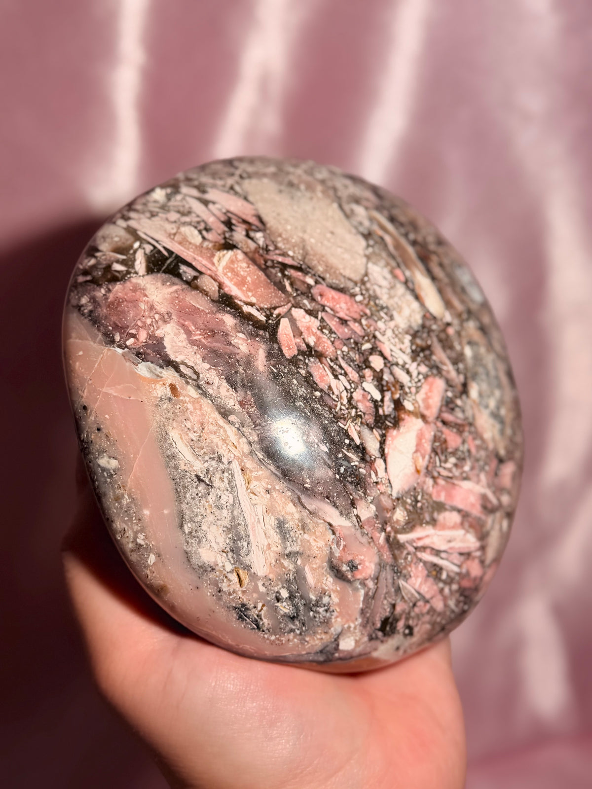 Peruvian Pink Opal "UFO" Oversized Palmstone