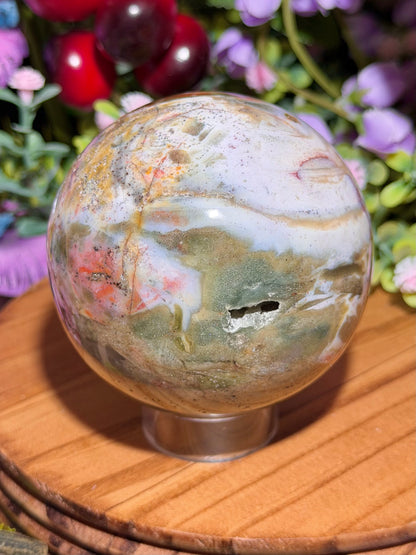 Fairy pink sea jasper sphere