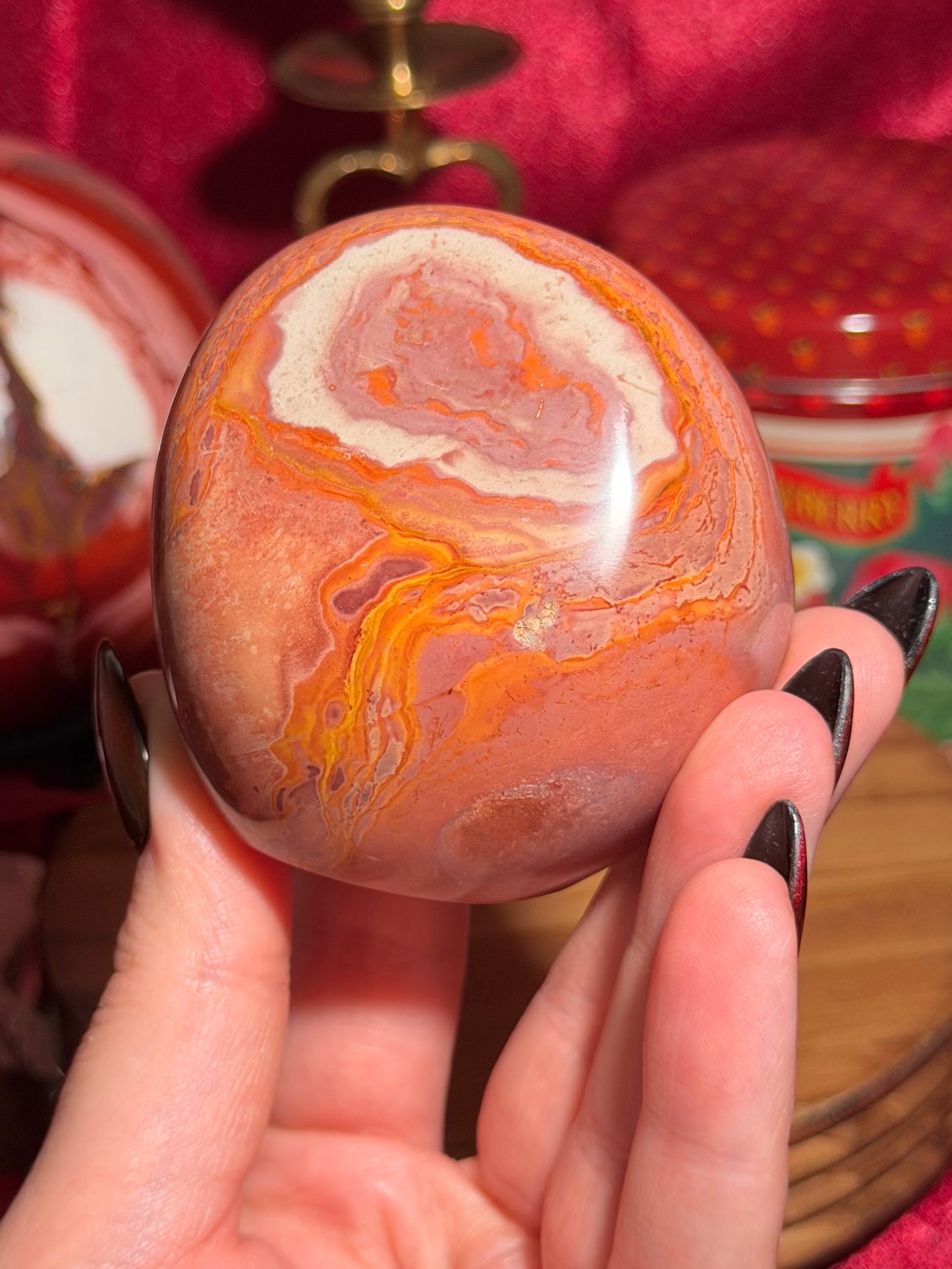 Polychrome jasper freeform with natural unpolished back