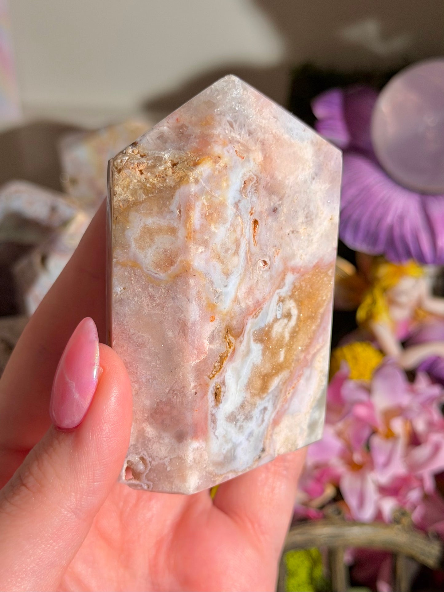 Pastel pink amethyst tower from Brazil