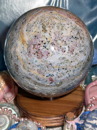 Statement Pastel Rainbow orbicular Veinless Ocean Jasper™ sphere from Madagascar - 17lbs, 7.5kg