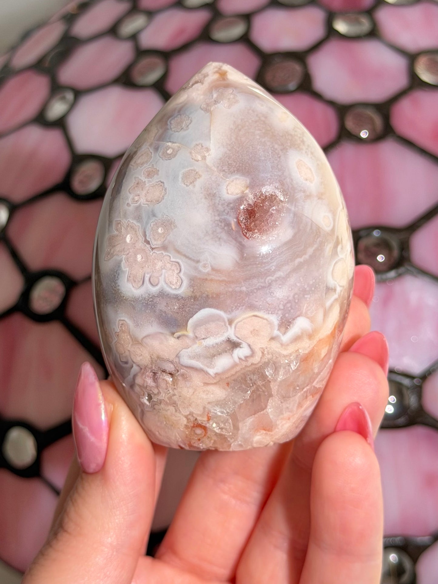 Flower agate x pink amethyst flame