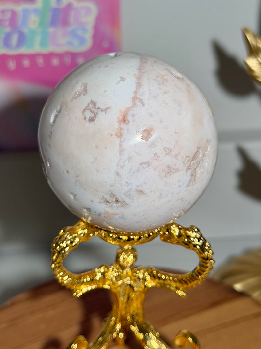 Pink carnelian sphere from Indonesia (44A)