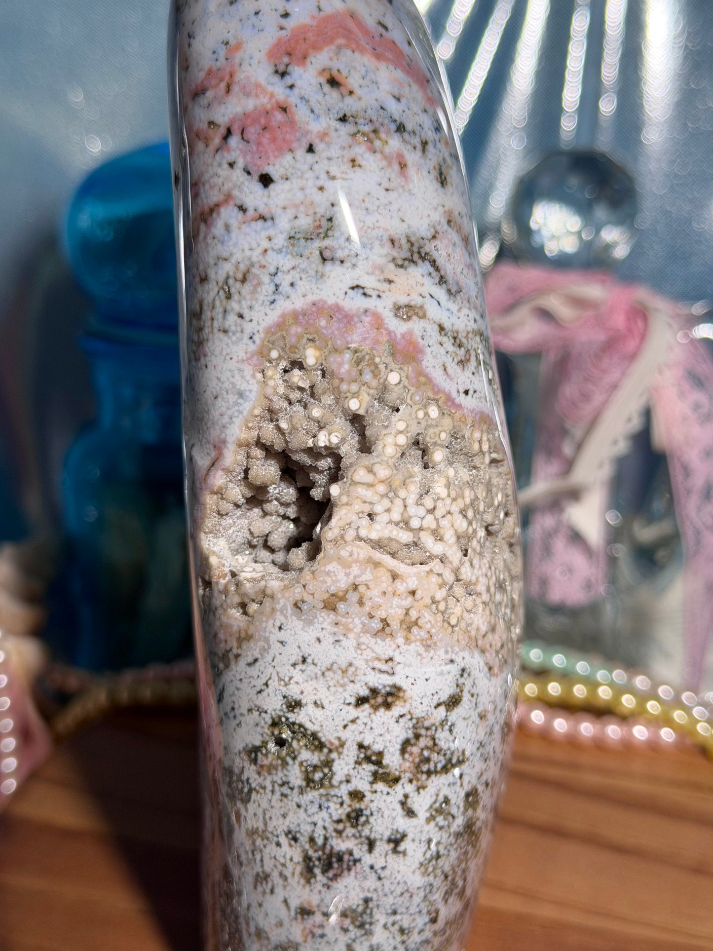 Statement Pastel Rainbow Orbicular Veinless Ocean Jasper™ freeform from Madagascar