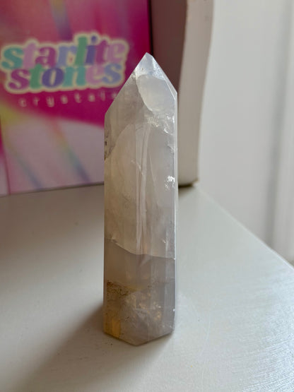 Blue rose quartz tower