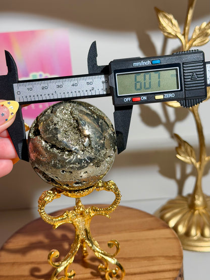 Golden pyrite sphere from Peru