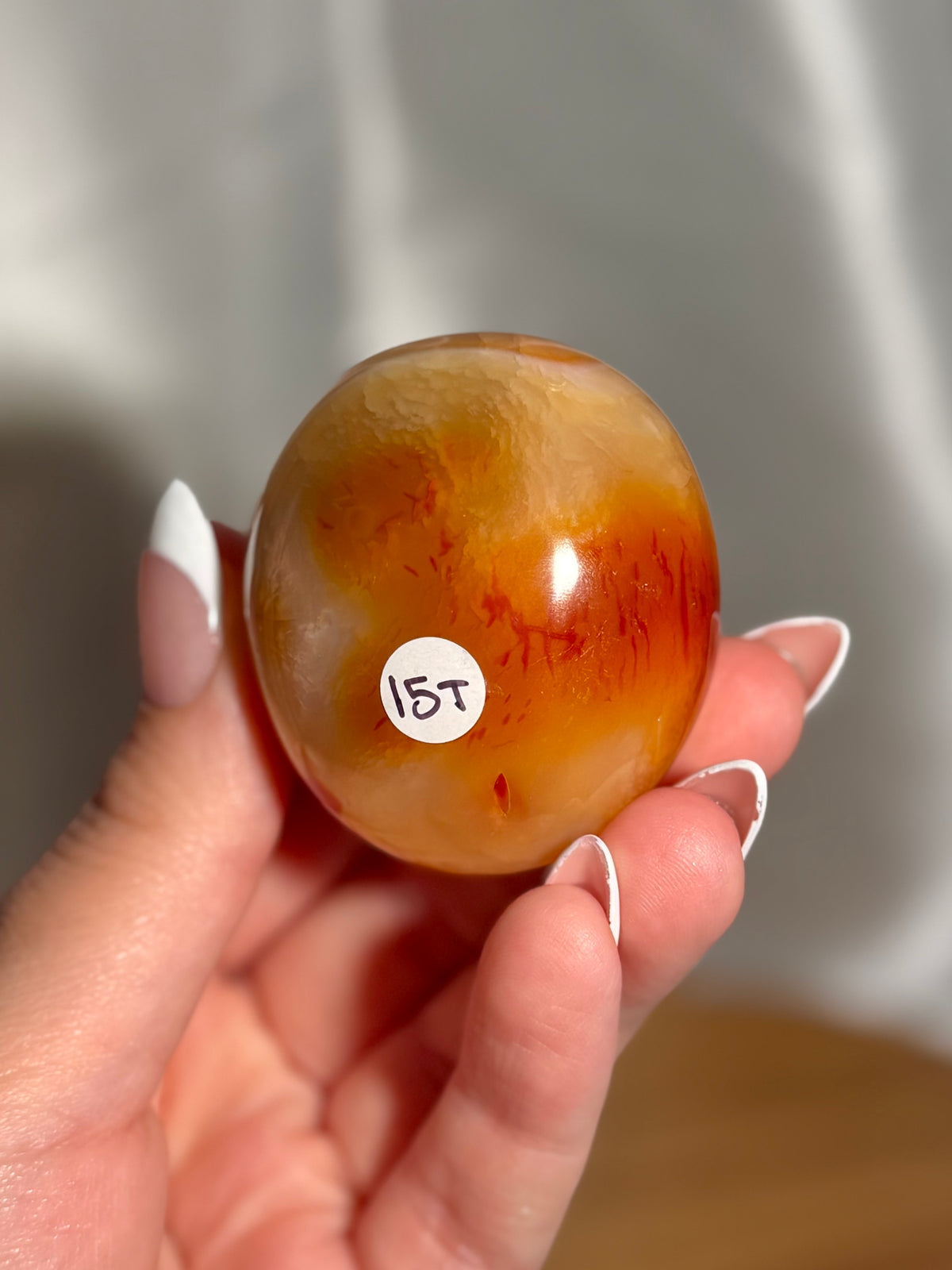Creamy yellow carnelian palmstone