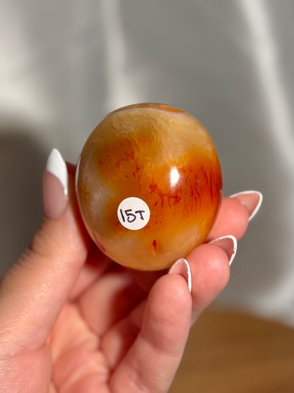 Creamy yellow carnelian palmstone