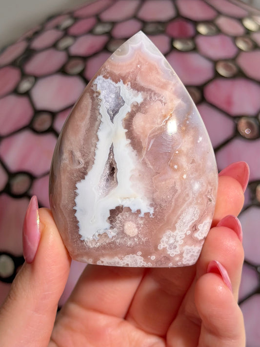 Flower agate x pink amethyst flame