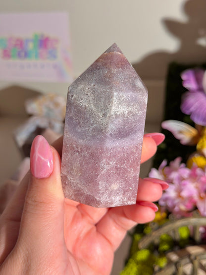 Sparkly purple pink amethyst tower from Brazil