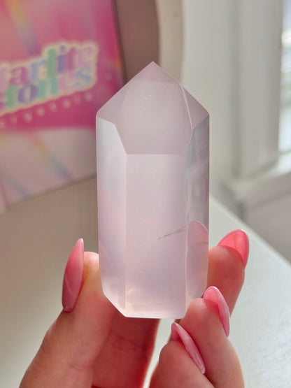 Jelly pink rose quartz tower