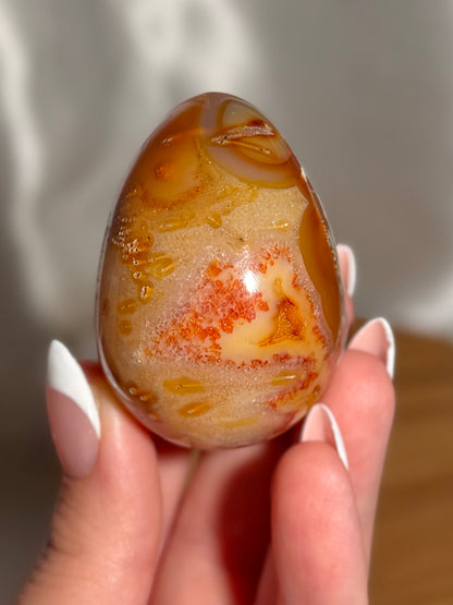 Mossy caramel carnelian egg