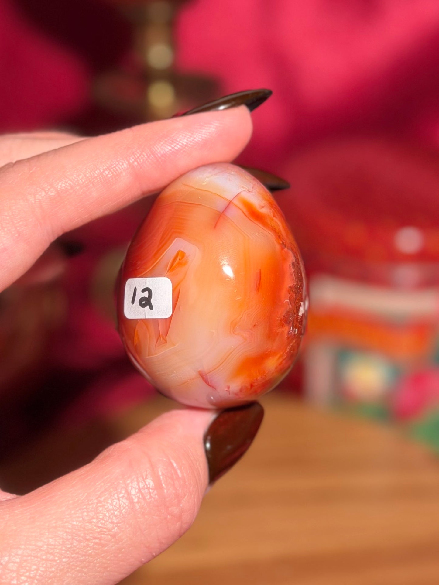 Funky pink n' peachy carnelian egg