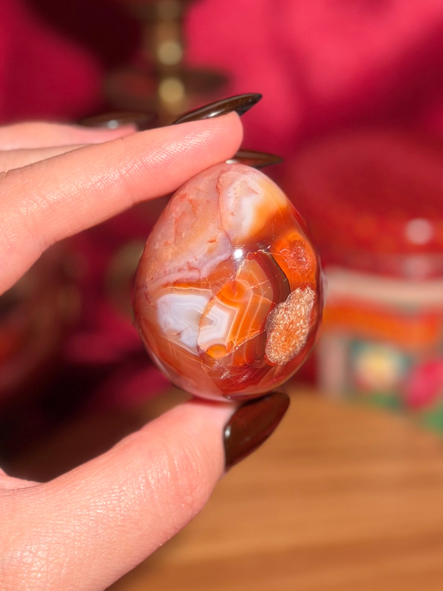 Funky pink n' peachy carnelian egg