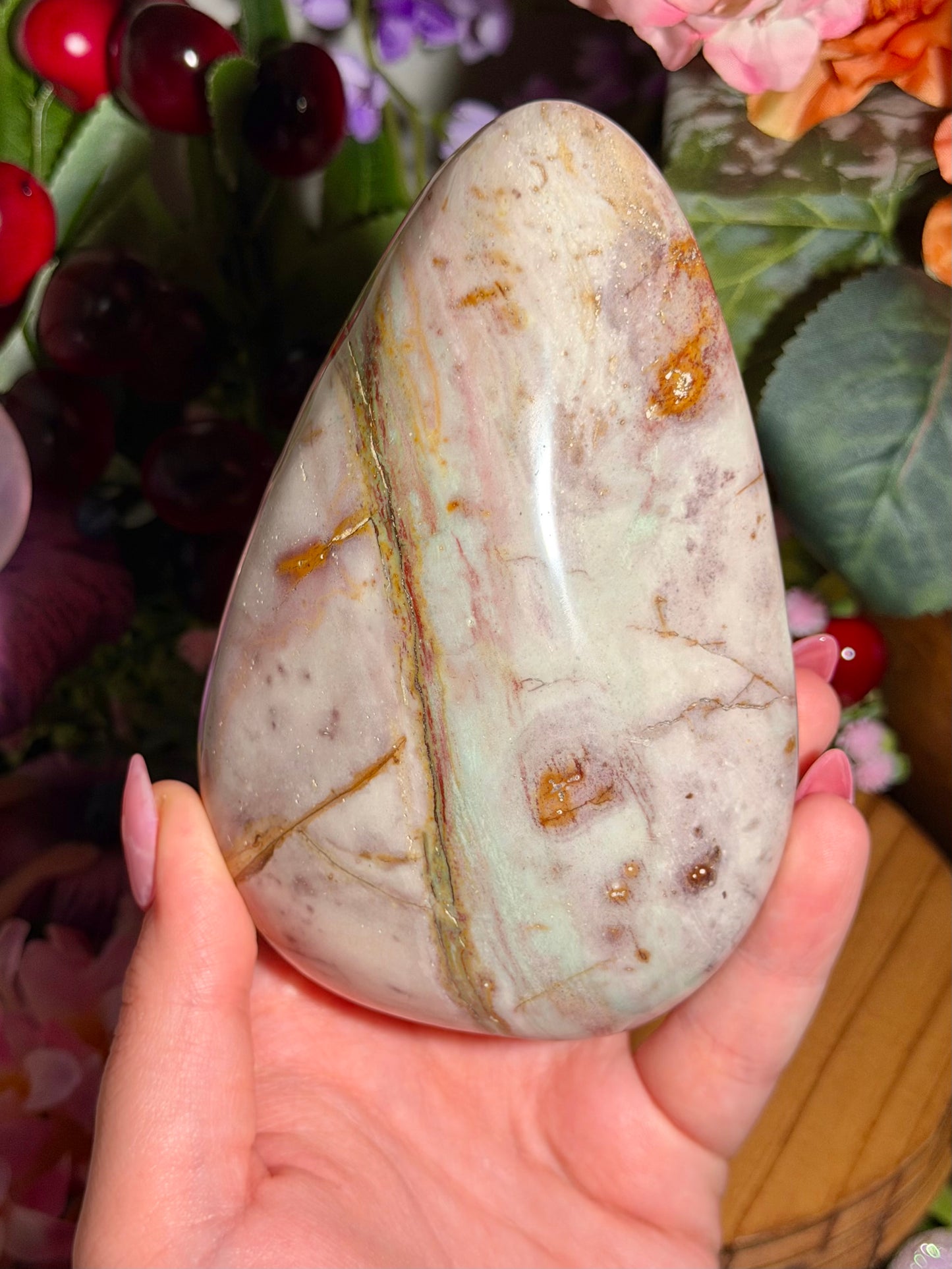 Fairy pink and green sea jasper freeform