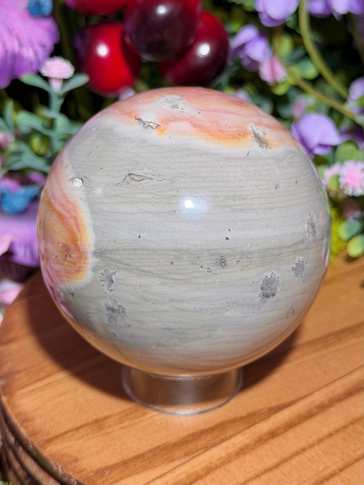 "Baby chicken" zebra jasper sphere