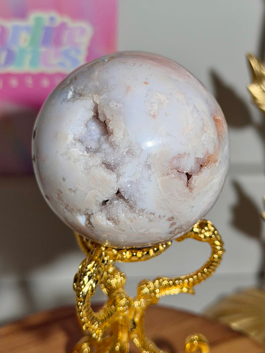 Pink carnelian sphere from Indonesia