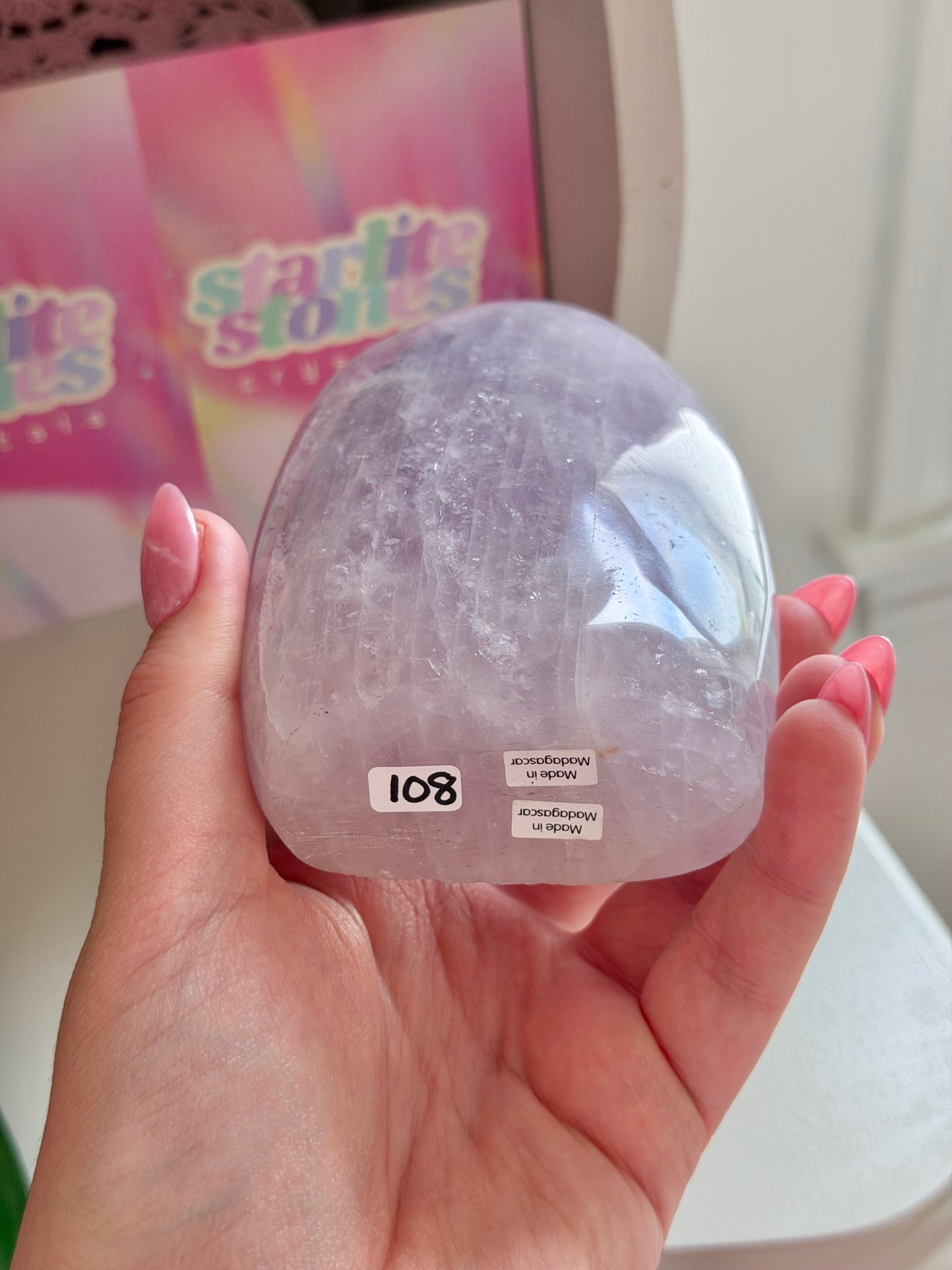 Icy lavender rose quartz freeform