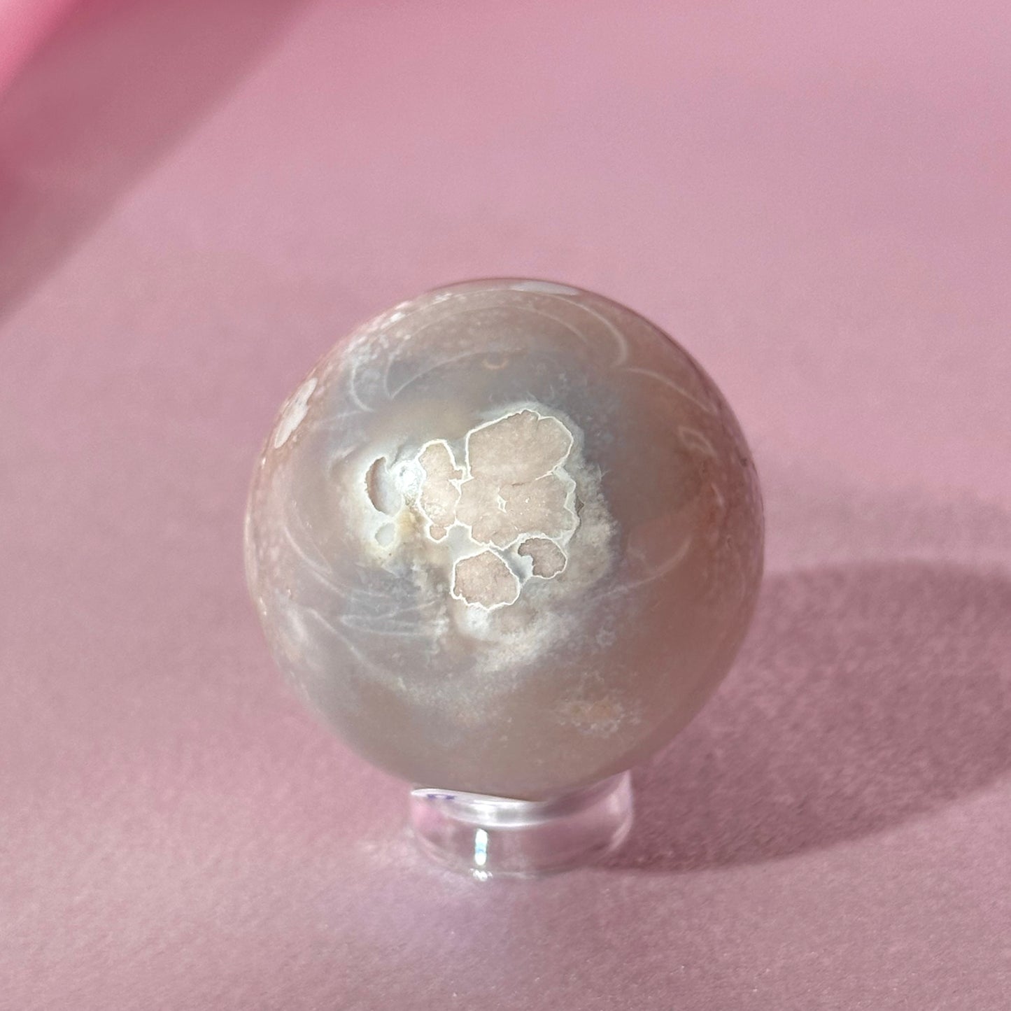 Pink amethyst flower agate sphere (P)