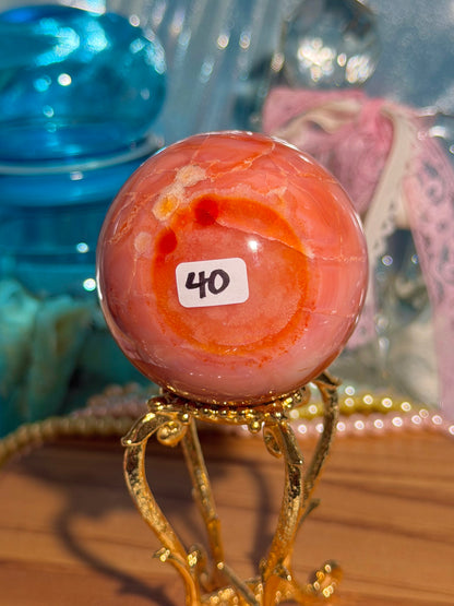 "Coral Reef" Carnelian sphere from Madagascar