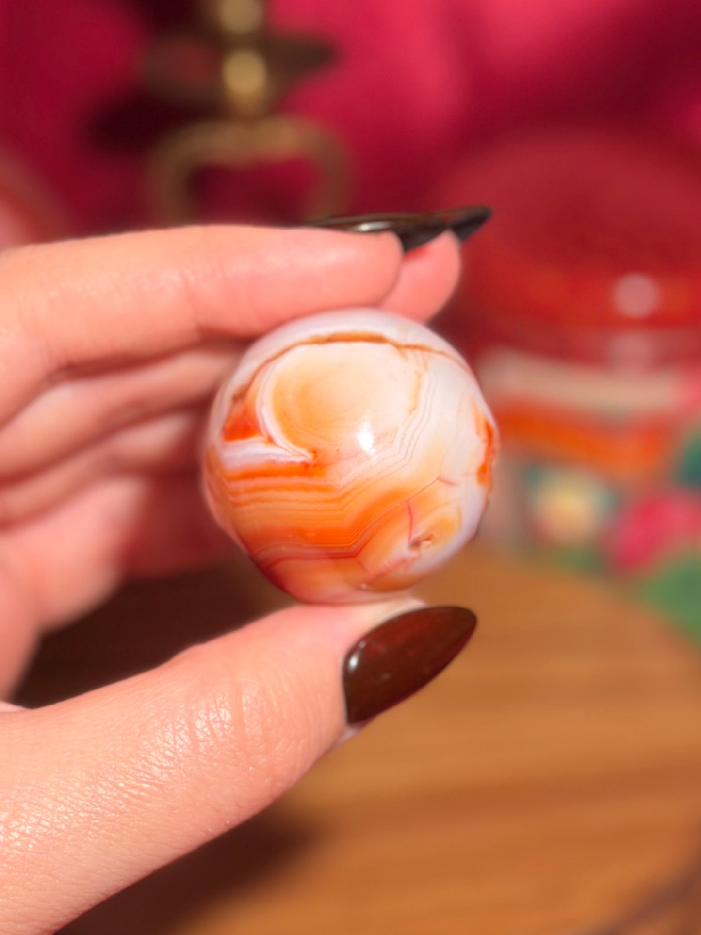 Pastel cool toned carnelian egg with funky banding