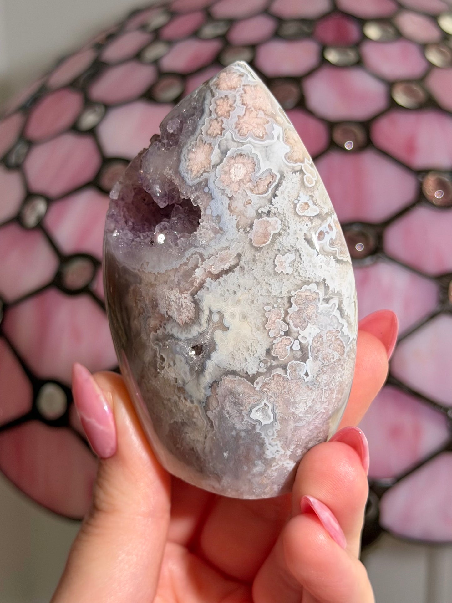 Flower agate x pink amethyst flame