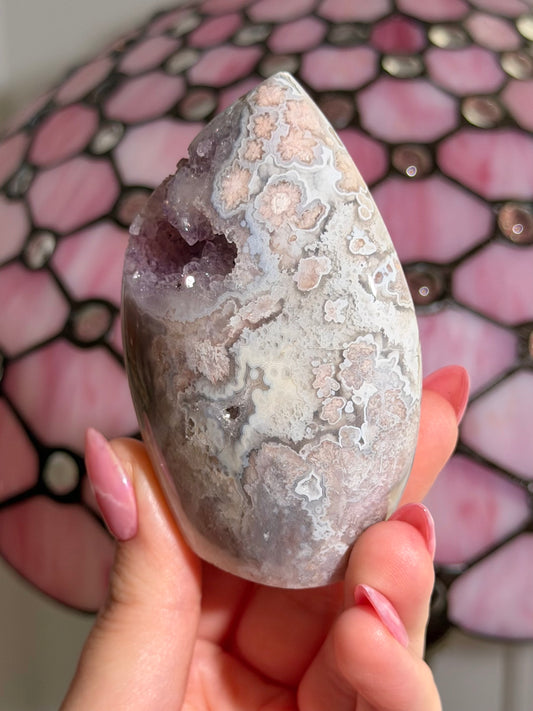 Flower agate x pink amethyst flame