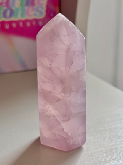 Purple toned rose quartz tower