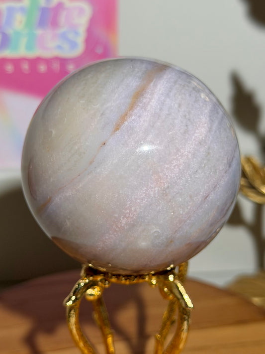 Pastel lilac and yellow sea jasper sphere
